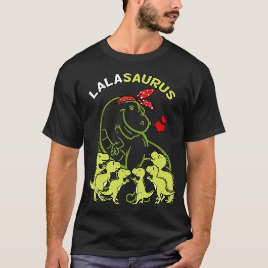 Lalasaurus Lala 6 Kinder Dinosaur Moederdag T-shirt (Voorkant)