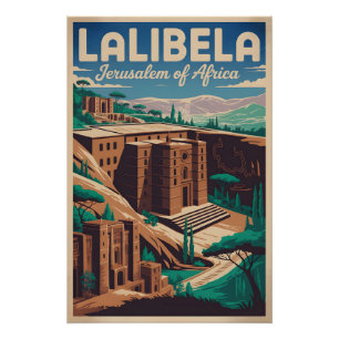 Lalibela Ethiopië Retro Reisposter Kunst Perfect Poster