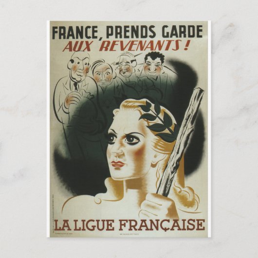 Laligue Francaise Propaganda Poster Briefkaart (Voorkant)