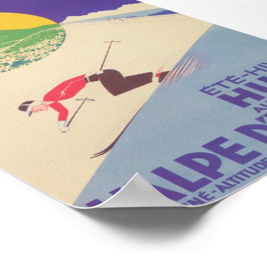 L'Alpe d'Huez France Retro  Ski Poster (Hoek)