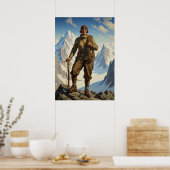 L'ALPINISTE (De bergbeklimmer) Poster (Keuken)