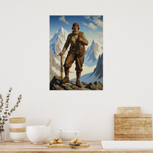 L'ALPINISTE (De bergbeklimmer) Poster (Keuken)