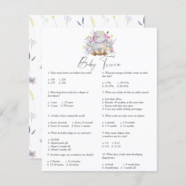 Lam - Baby Trivia | Baby showers wild (Voorkant / Achterkant)