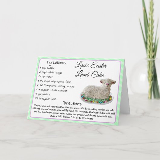 Lam Cake Recept Paasgroet Gepersonaliseerde Kaart (Voorkant)