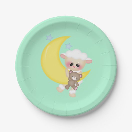 Lam en Crescent Moon Baby shower Papieren Bordje (Voorkant)