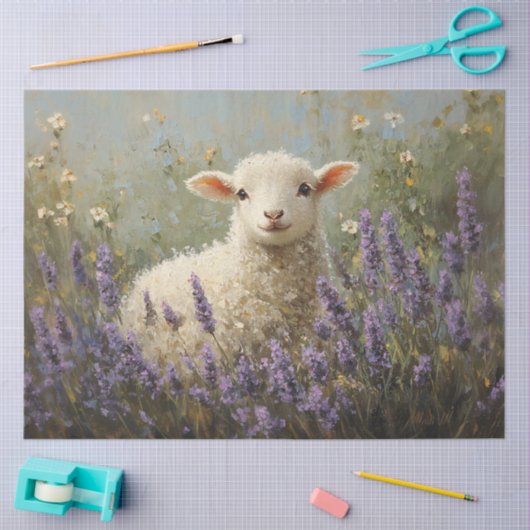 Lam en Lavendel Schilderen Decoupage Tissuepapier (Craft)