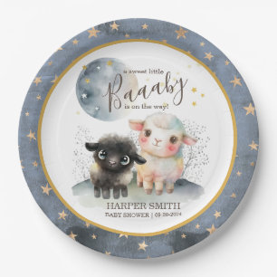 Lam Genderneutraal Baby shower Papieren Bordje