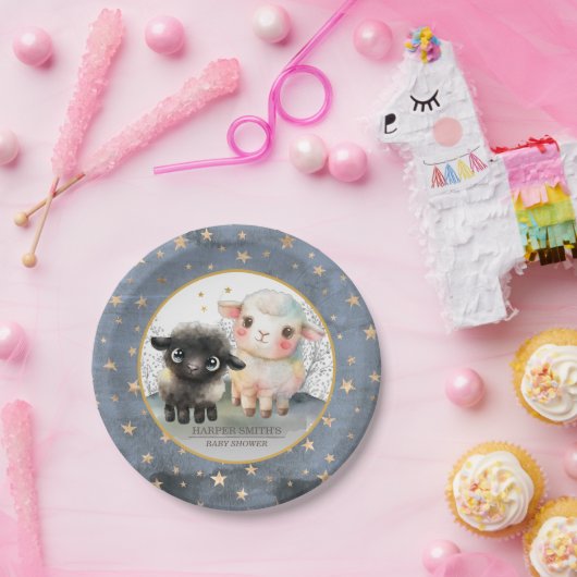 Lam Genderneutraal Baby shower Papieren Bordje (Feest)