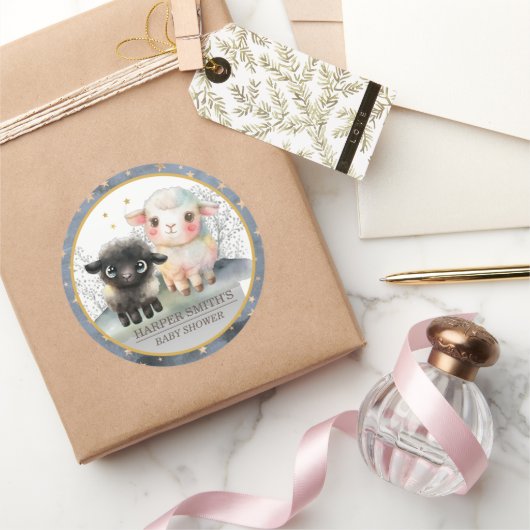 Lam Genderneutraal Baby shower Ronde Sticker (Geschenken)