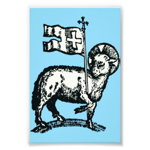 Lam Gods symbool van het christelijk geloof Foto Afdruk