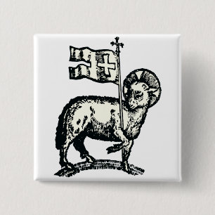 Lam Gods symbool van het christelijk geloof Vierkante Button 5,1 Cm