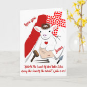 Lam Gods uit de opstanding Wenskaart Kaart (Gele Bloem)