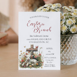 Lam Ik kruis bloemen vlinders Paasbrunch Kaart