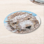 Lam in de sneeuw ronde kartonnen onderzetter (Gebogen)