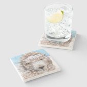 Lam in de sneeuw stenen onderzetter (Zijkant)