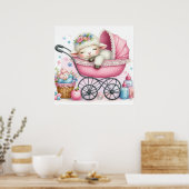 Lam in een Baby Carriage Girl Poster (Keuken)