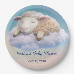 Lam in het Clouds Baby shower Papieren Bordje