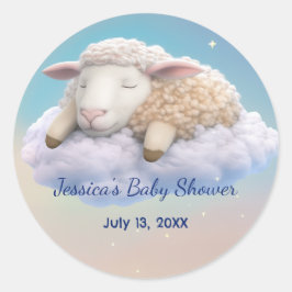 Lam in het Clouds Baby shower Ronde Sticker