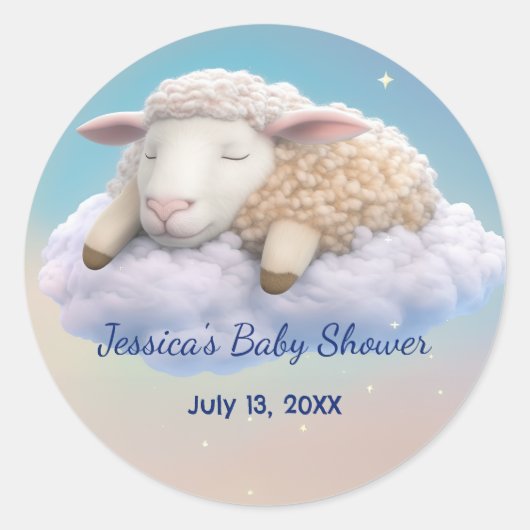 Lam in het Clouds Baby shower Ronde Sticker (Voorkant)