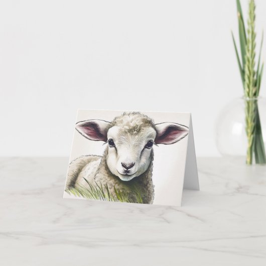 Lam in het gras Pasen Kaart (Voorkant)