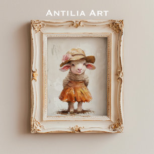 Lam in rok schilderen Boerderij Dierlijke Schapen Poster