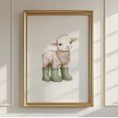 Lam in saliegroene laarzen poster kinderkamer deco