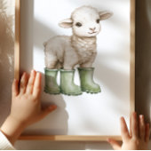 Lam in saliegroene laarzen poster kinderkamer deco