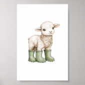 Lam in saliegroene laarzen poster kinderkamer deco (Voorkant)