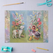 LAM, KLEINE EEND, KIPPEN, PAASEIEREN MET BLOEMEN TISSUEPAPIER (Craft)