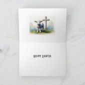 Lam met blauwe bloemen Pasen Kaart (Binnen)