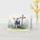 Lam met blauwe bloemen Pasen Kaart (Gele Bloem)