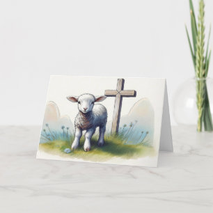 Lam met blauwe bloemen Pasen Kaart