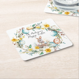 Lam met een kruis I eieren en bloemenPasen Kartonnen Onderzetters