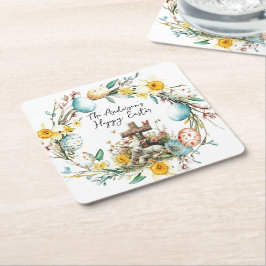 Lam met een kruis I eieren en bloemenPasen Kartonnen Onderzetters