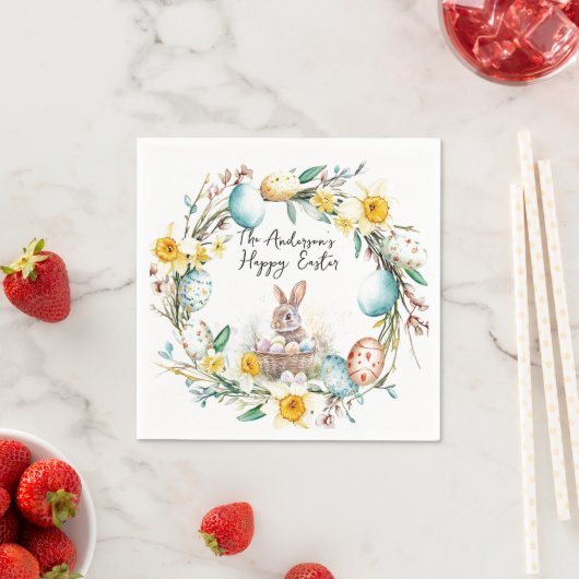 Lam met een kruis I eieren en bloemenPasen Servet (Insitu)