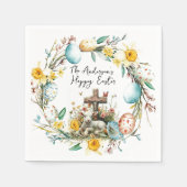 Lam met een kruis I eieren en bloemenPasen Servet (Voorkant)