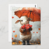 Lam met hart en paraplu briefkaart (Voorkant / Achterkant)