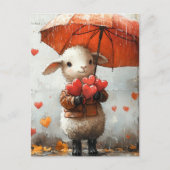 Lam met hart en paraplu briefkaart (Voorkant)