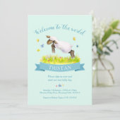 Lam overslaan schattig welkom in de wereld aqua kaart (Staand voorkant)