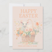 Lam Paasmand Perzik Roze Bloem Feestdagenkaart (Voorkant)