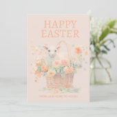 Lam Paasmand Perzik Roze Bloem Feestdagenkaart (Staand voorkant)