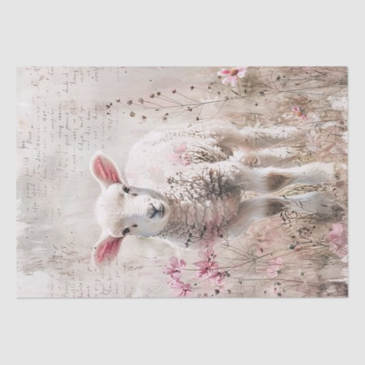 Lam Roze Wildbloemen Decoupage Tissuepapier (Voorkant)