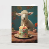 Lam / Schaap met een verjaardagstaart Kaart (Voorkant)