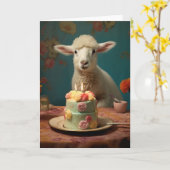 Lam / Schaap met een verjaardagstaart Kaart (Gele Bloem)