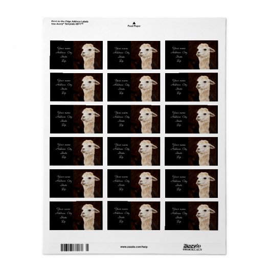 Lama adresetiketten etiket (Full Sheet)