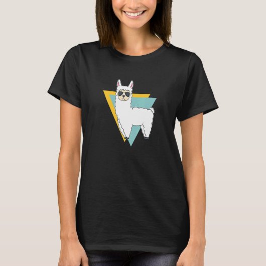 Lama Alpaca Animal Retro  Geometric Triangl T-shirt (Voorkant)