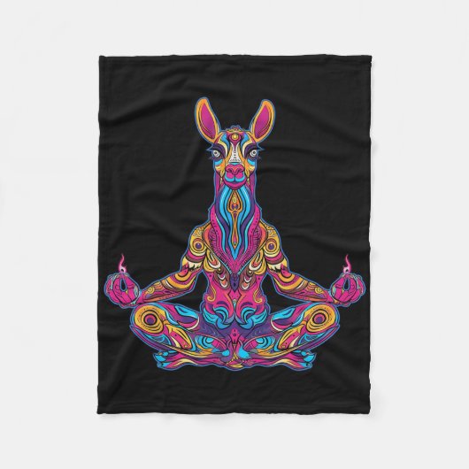 Lama Alpaca Mediterend Trippy Psychedelisch Grappi Fleece Deken (Voorkant)