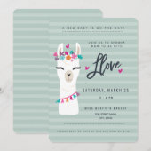 Lama baby shower Uitnodiging // Llama liefde (Voorkant / Achterkant)