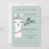 Lama baby shower Uitnodiging // Llama liefde (Voorkant)