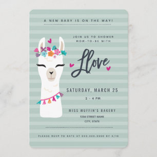 Lama baby shower Uitnodiging // Llama liefde